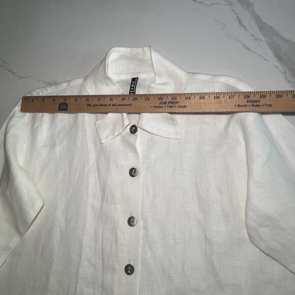 Itemz Chris Baumgartner Linen Blouse Tunic Ivory One Size Fits Most Lagenlook EC - Picture 3 of 11